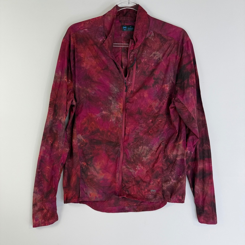 Janji Windbreaker Jacket Men Size M Red Maroon Tie Dye Full Zip Running 12907